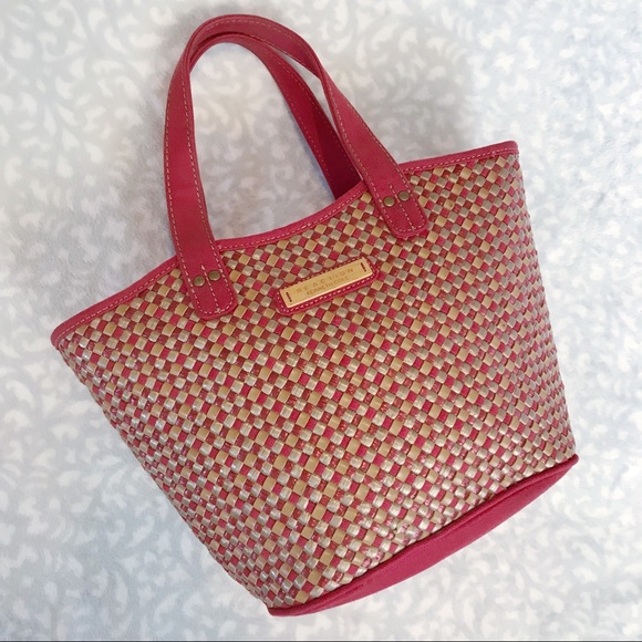 Kenneth Cole Reaction Handbags - Woven Straw Bag Red Mini Tote Kenneth Cole